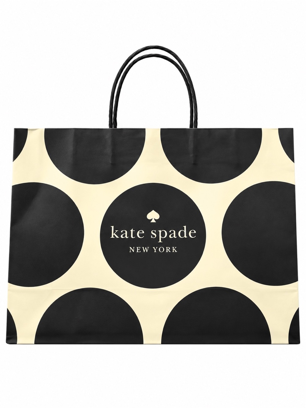 kate spade Black & Cream Polka Dot Shopping Tote Paper Bag